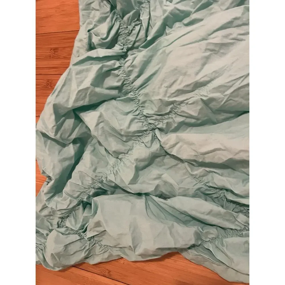 Pottery Barn Teen Ruched Rosette Duvet Cover Teal 100% Organic Cotton Twin